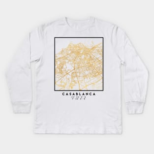 CASABLANCA MOROCCO CITY STREET MAP ART Kids Long Sleeve T-Shirt